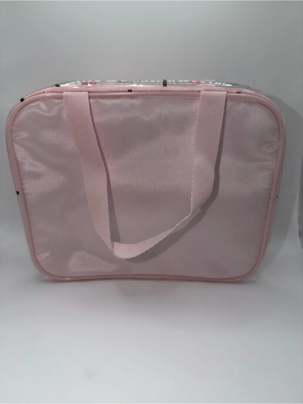 Mary Kay Clear Cosmetic Tote with Pink Trim and Lip Pattern